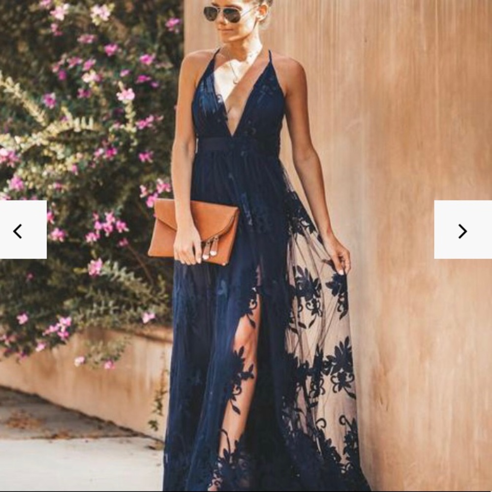 Floral Maxi Dress Navy